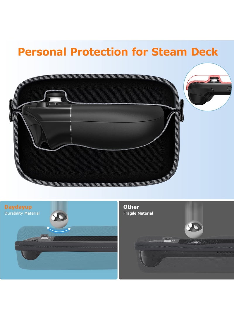 Ultimate Hard Shell Case for Steam Deck, Includes Charger, 10 Game Cartridges and Stand, Perfect Travel Pouch for Console and Accessories