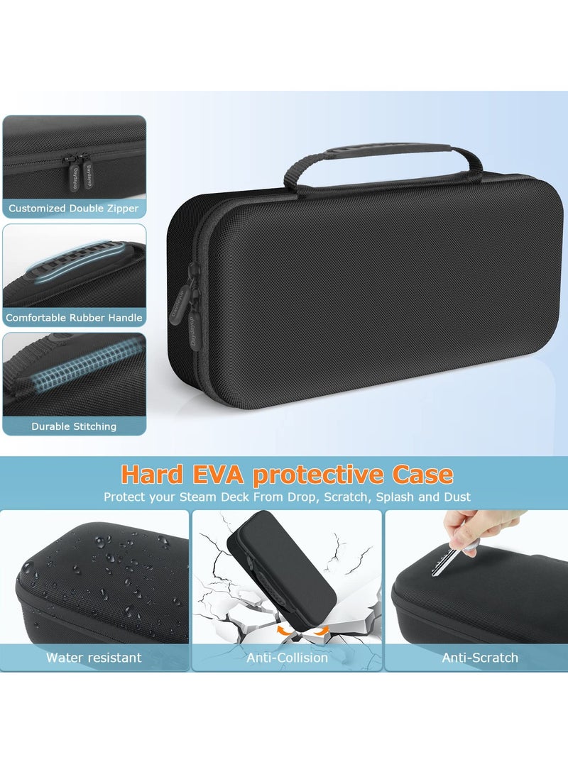 Ultimate Hard Shell Case for Steam Deck, Includes Charger, 10 Game Cartridges and Stand, Perfect Travel Pouch for Console and Accessories