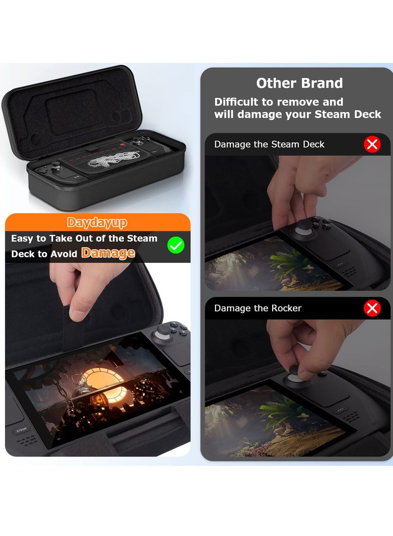 Ultimate Hard Shell Case for Steam Deck, Includes Charger, 10 Game Cartridges and Stand, Perfect Travel Pouch for Console and Accessories