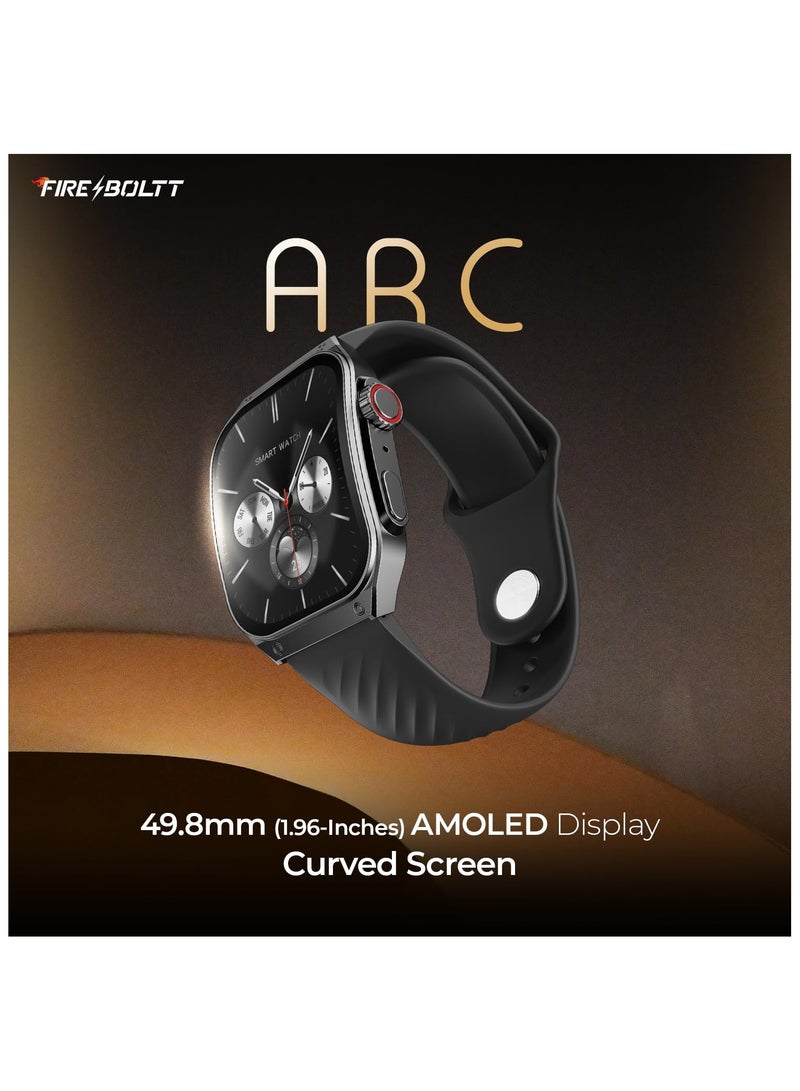 Fire-Boltt ARC 49.8mm (1.96 inch) AMOLED Always On Curved Display Smart Watch, Bluetooth Calling, Wireless Charging, 100+ Sports Modes, Water-Resistant 100+ Cloud Watch Faces (Gun Metal Grey)