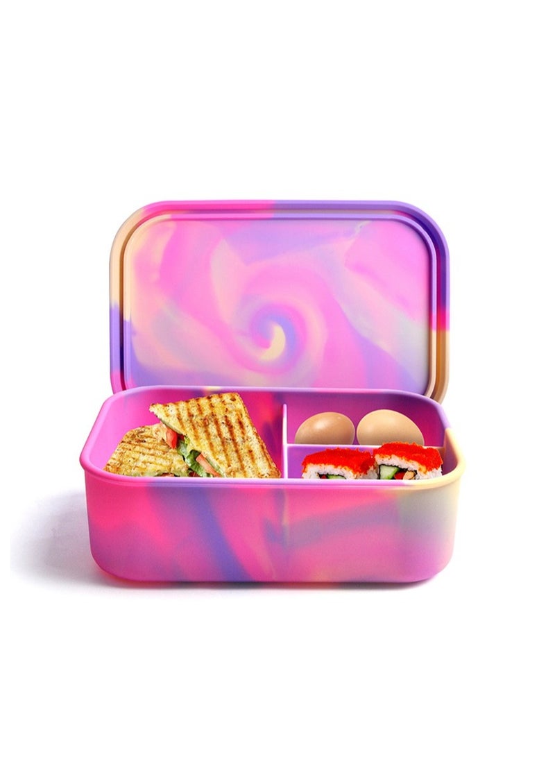 100% Food Grade Leak-Proof Silicone Colourful Bento Box Lunchbox, For Child And Adult, 3 Compartment, Choose from 2 Colors, BPA Free, Leak-proof, Portable