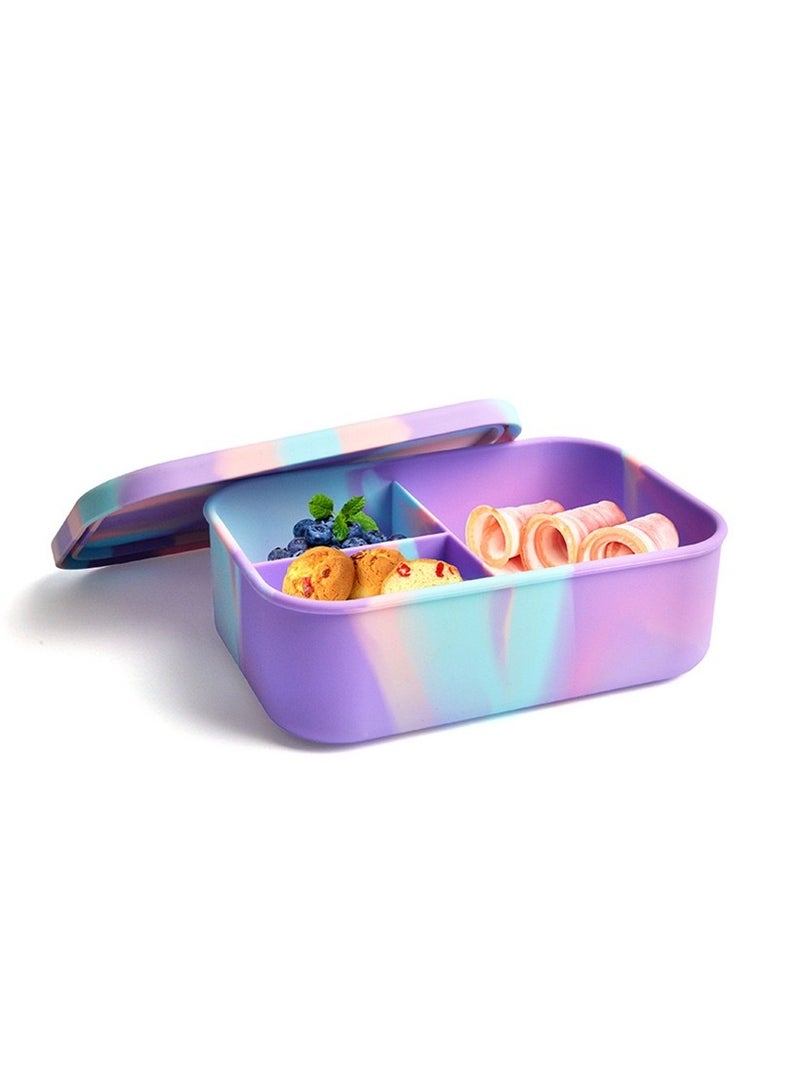 100% Food Grade Leak-Proof Silicone Colourful Bento Box Lunchbox, For Child And Adult, 3 Compartment, Choose from 2 Colors, BPA Free, Leak-proof, Portable