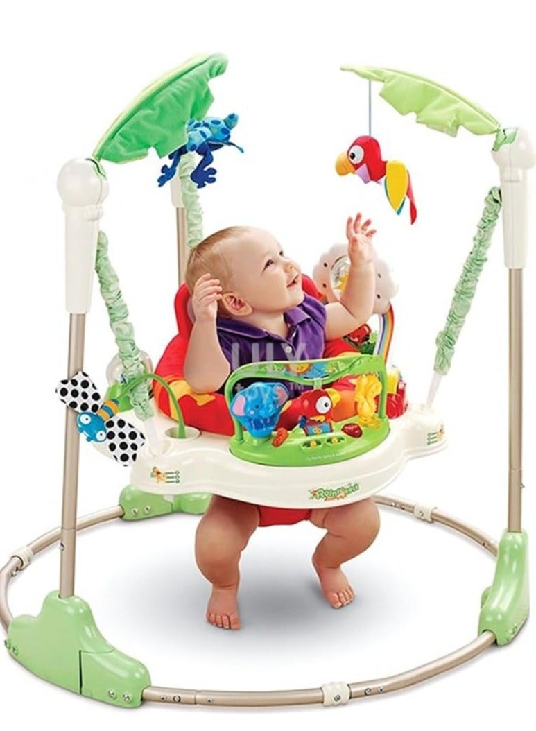 360 Degrees Jumper Walker Bouncer Activity Seat - Baby Bouncer Jumperoo Activity Center with Music, Lights, and Developmental Features in Unisex Green