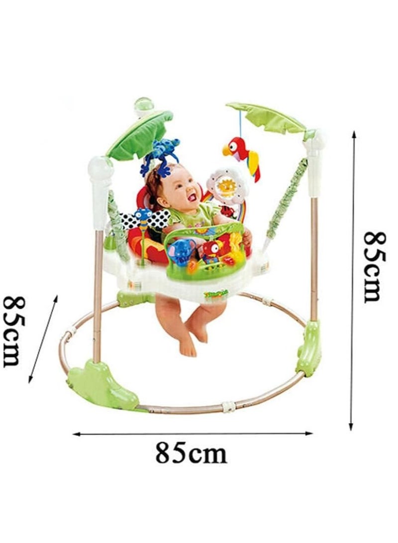 360 Degrees Jumper Walker Bouncer Activity Seat - Baby Bouncer Jumperoo Activity Center with Music, Lights, and Developmental Features in Unisex Green