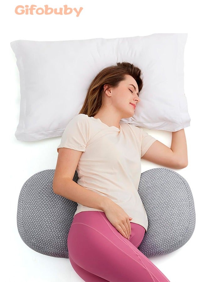 Portable Pregnancy Pillow for Sleeping, W Shaped Maternity Pillow for Side Sleeper, Support for Back, Bellyfor Pregnant Women, Adjustable Travel Wedge Pillow