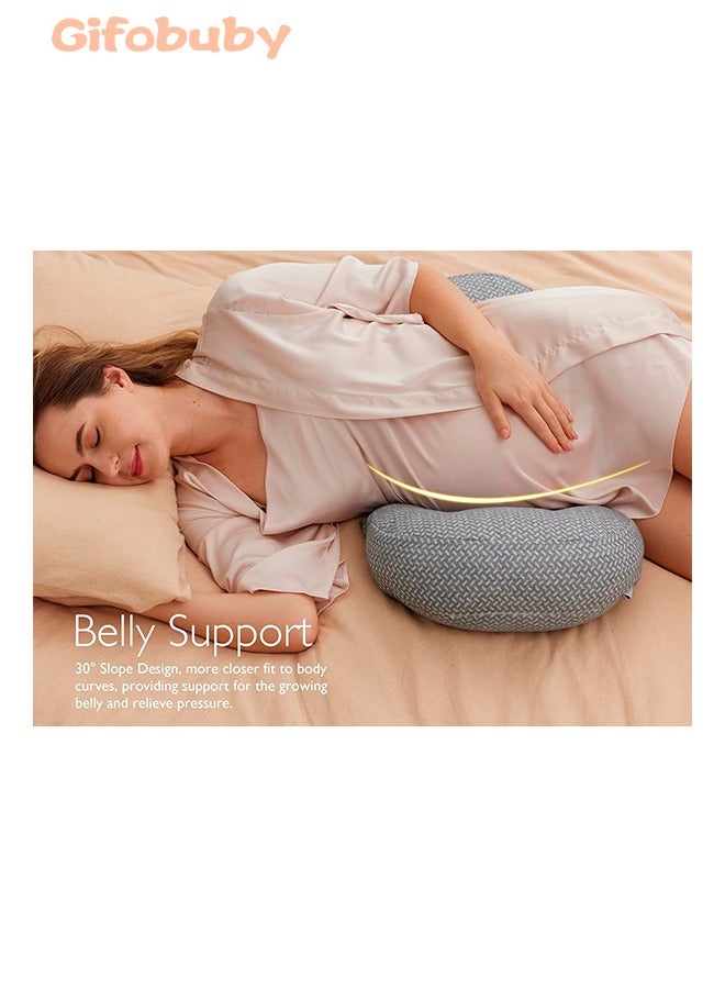 Portable Pregnancy Pillow for Sleeping, W Shaped Maternity Pillow for Side Sleeper, Support for Back, Bellyfor Pregnant Women, Adjustable Travel Wedge Pillow