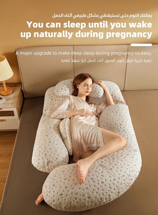 Multifunctional Full Body G Shaped Pillow For Pregnant Women With Neckrest, Removable Cover And Baby Pillowcase