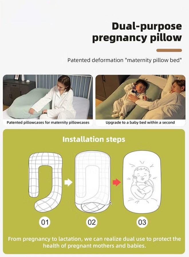 Multifunctional Full Body G Shaped Pillow For Pregnant Women With Neckrest, Removable Cover And Baby Pillowcase