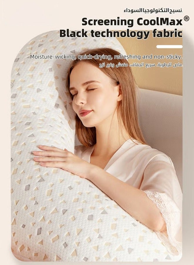 Multifunctional Full Body G Shaped Pillow For Pregnant Women With Neckrest, Removable Cover And Baby Pillowcase