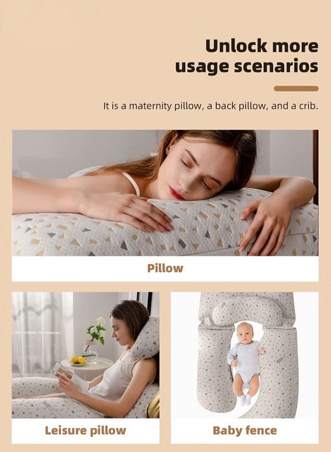 Multifunctional Full Body G Shaped Pillow For Pregnant Women With Neckrest, Removable Cover And Baby Pillowcase