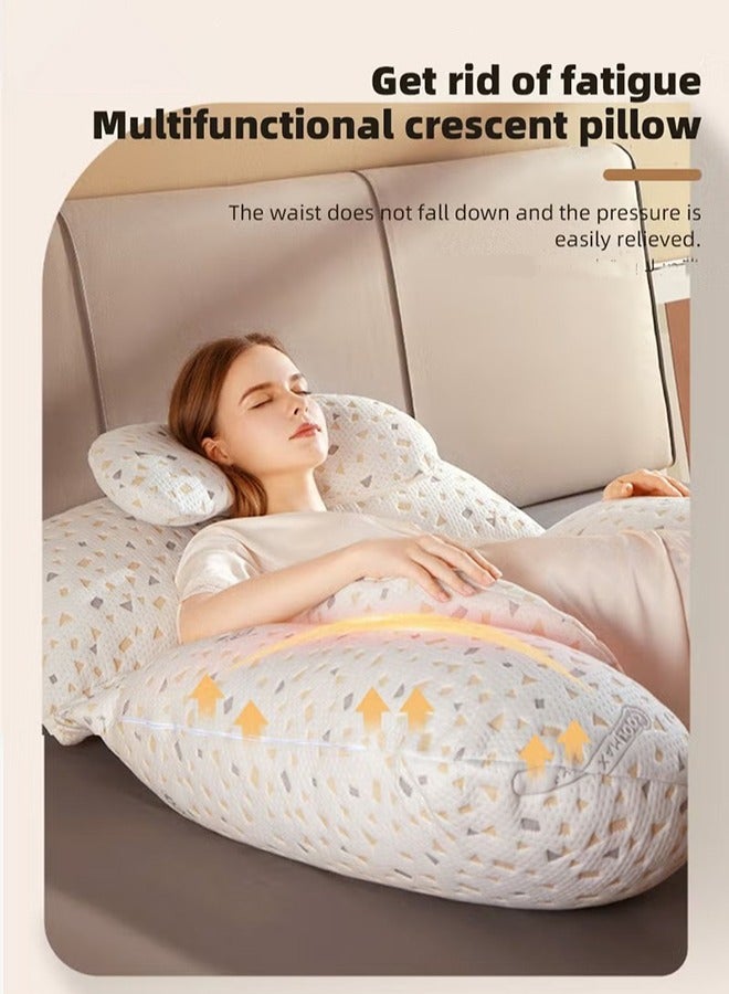 Multifunctional Full Body G Shaped Pillow For Pregnant Women With Neckrest, Removable Cover And Baby Pillowcase