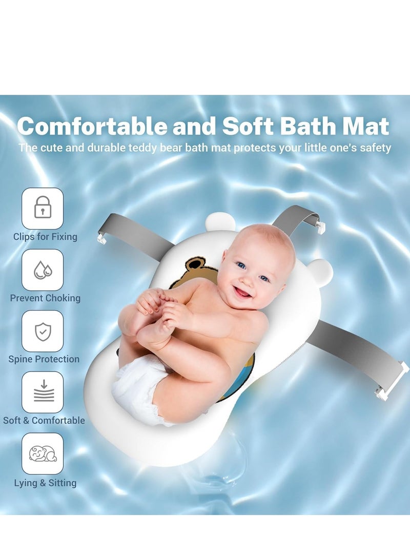 Bathtub Portable With Baby Cushion, Collapsible Toddler Bath Tub for Kids, Foldable Infant Shower Basin, Anti Slip Skid Proof New Born Toddler Bathing Support