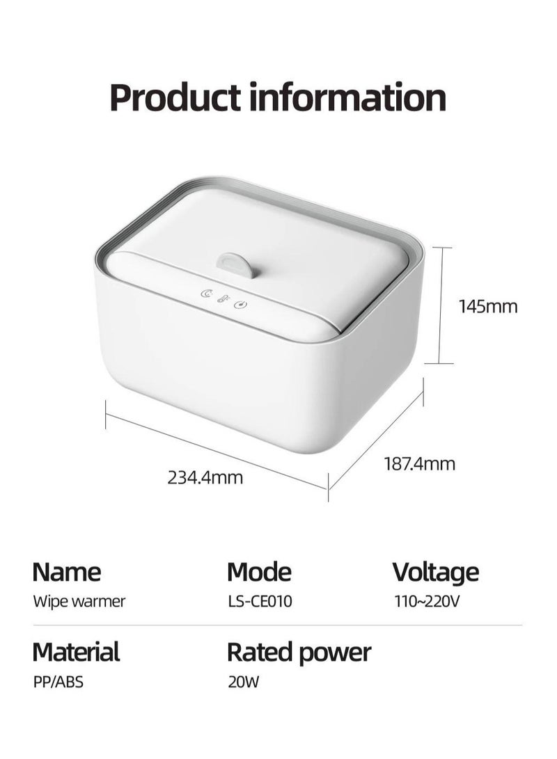 CONOYAR Baby Wipe Warmer With 3 Level Surround Temperature Control, Large Capacity Diaper Water Wipes Warmer with LED light for Most Wipe, Towel, Wet Wipe Dispenser Holder Lock in Freshness, White