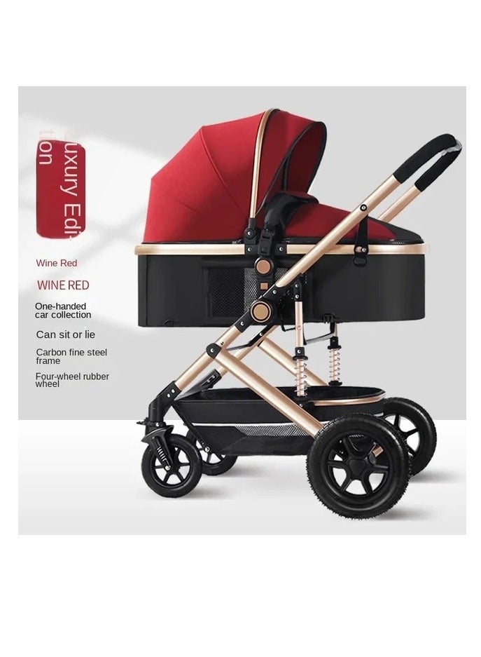 Babyclub Infant Stroller High Landscape Fold Baby Stroller with Rubber Wheel, Shock absorption Baby Pram