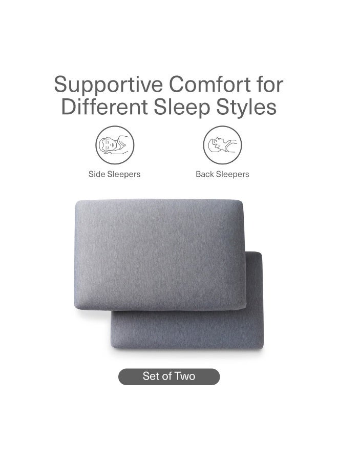 Embrace Twin Pack Memory Foam Pillow 36X56X12Cm - Grey