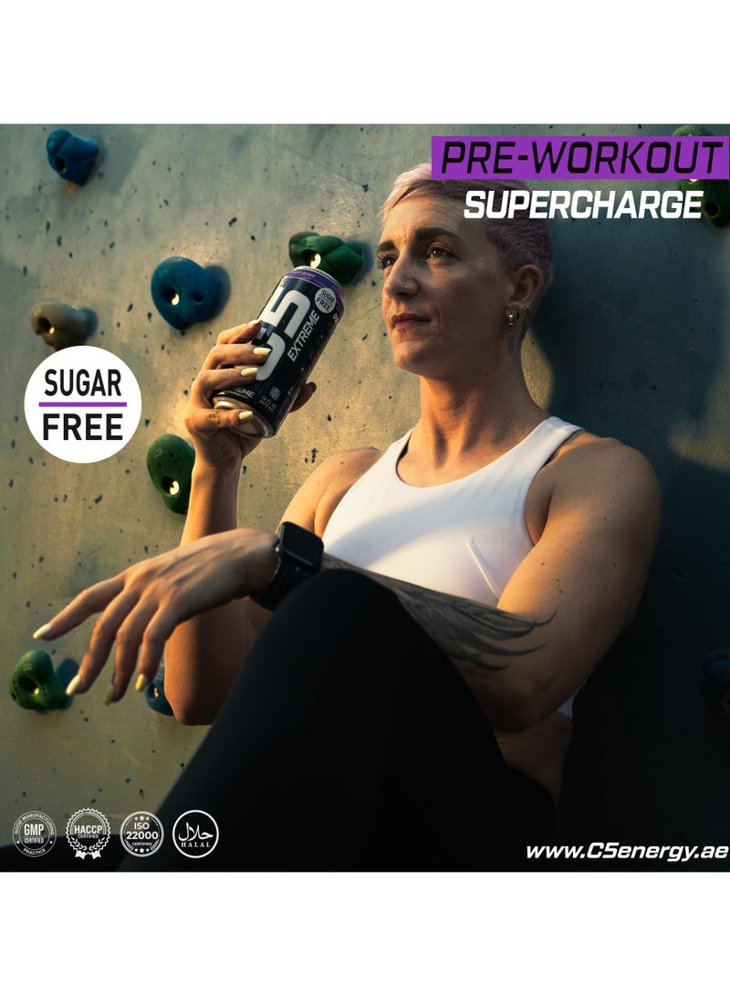 C5 Drink Extreme Mixed Berry - Pre Workout , Sugar Free, Zero Calories, 200mg High Caffeine, Creatine - Beta Alanine - Citrulline Malate High-Performance Pre-Workout Booster Supplement Pack of 12