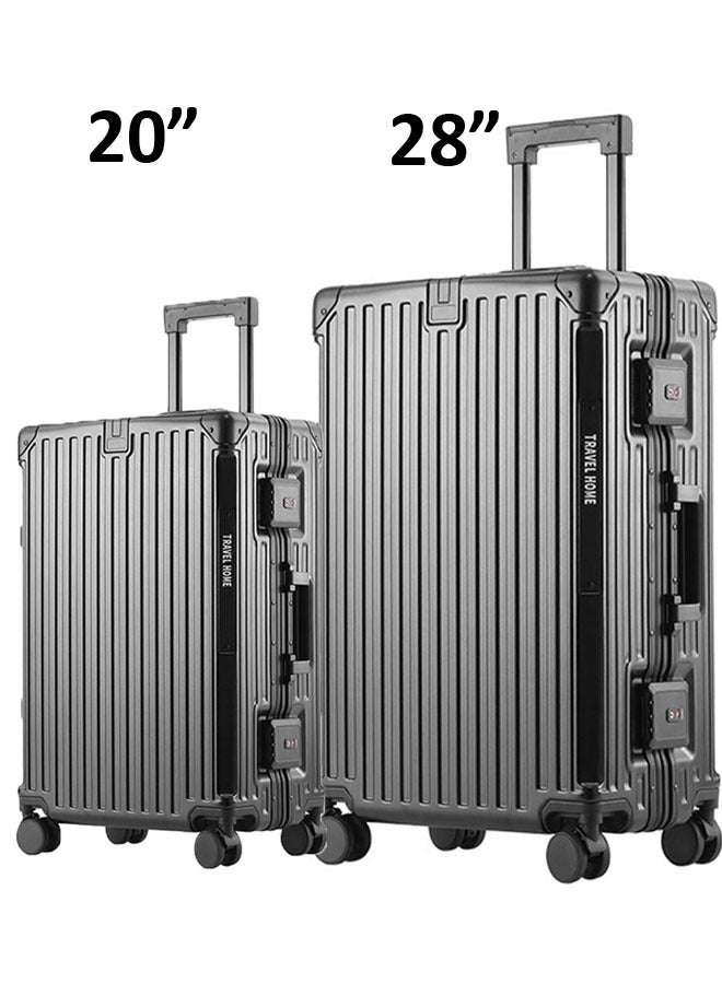 Set Of 2 Premium Expandable Aluminum Frame & PC Suitcase With USB charging port and C type 20 & 28 Inch