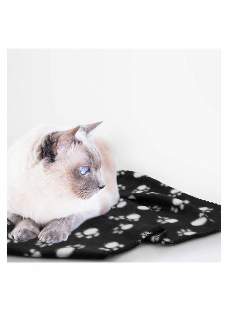6 Pack Pet Blanket Soft Fleece Dog Cat Blanket, Fluffy Warm Sleep Bed Cover with Dog Bones Print for Kitten Puppy, Pet Kennels, Beds, Car Seats and Crate (Black)