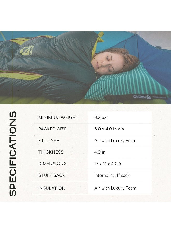 NEMO Fillo Backpacking & Camping Pillow | Soft Inflatable Travel Pillow with Integrated Stuff Sack, Goodnight Gray