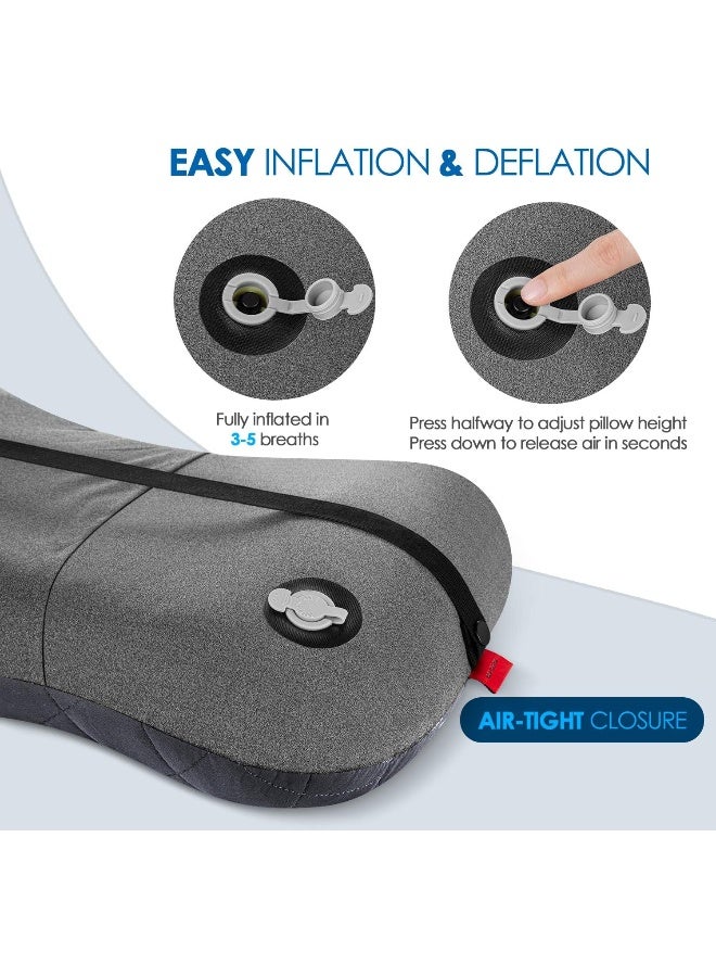 Hikenture Ultralight Inflatable Pillow with Removable Cover for Neck Lumber Support