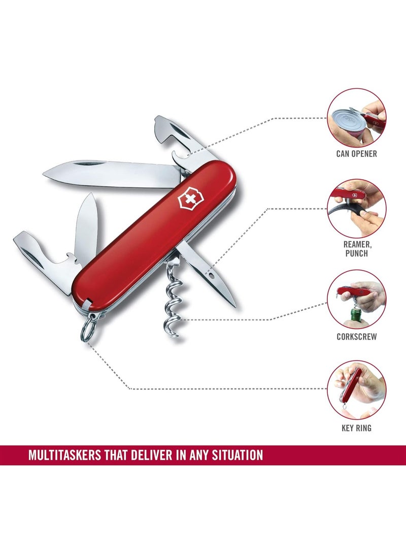 Spartan Medium Pocket Knives 1.3603 Red Swiss Made Pocket Knife With 12 Functions