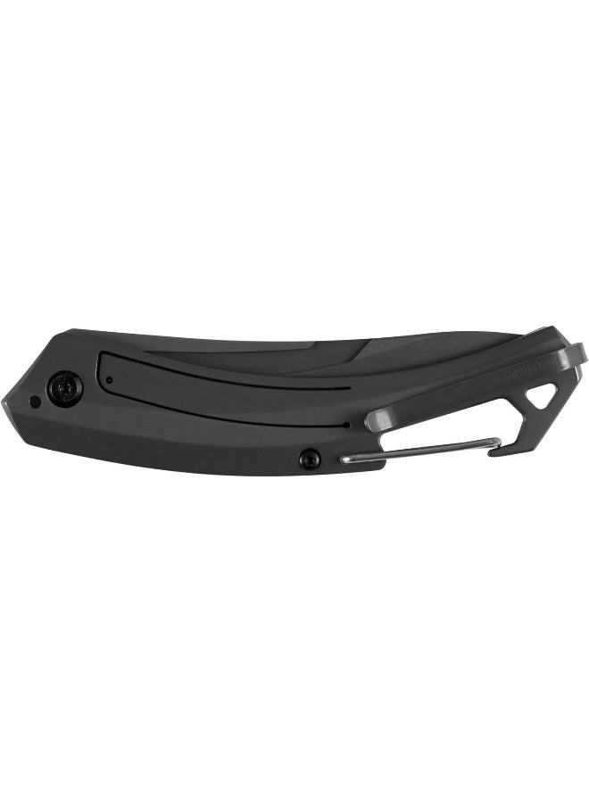 Kershaw Reverb XL Pocketknife; 3 in. 8Cr13MoV Titanium Carbo-Nitride Coated Blade; Carbon Fiber Overlay Handle with Steel Back; Manual Opening, Carabiner Clip and Frame Lock (1225), Black