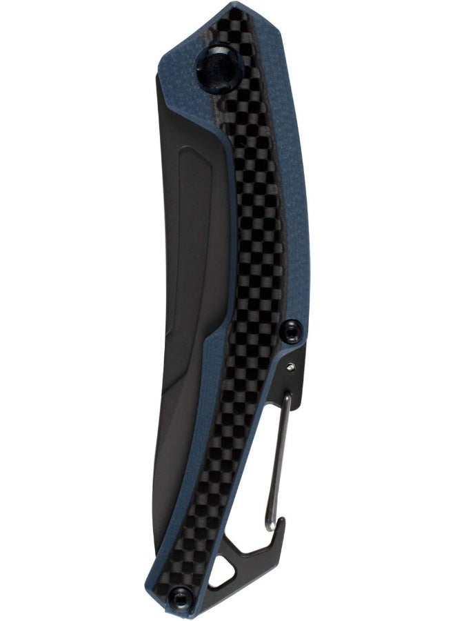Kershaw Reverb XL Pocketknife; 3 in. 8Cr13MoV Titanium Carbo-Nitride Coated Blade; Carbon Fiber Overlay Handle with Steel Back; Manual Opening, Carabiner Clip and Frame Lock (1225), Black