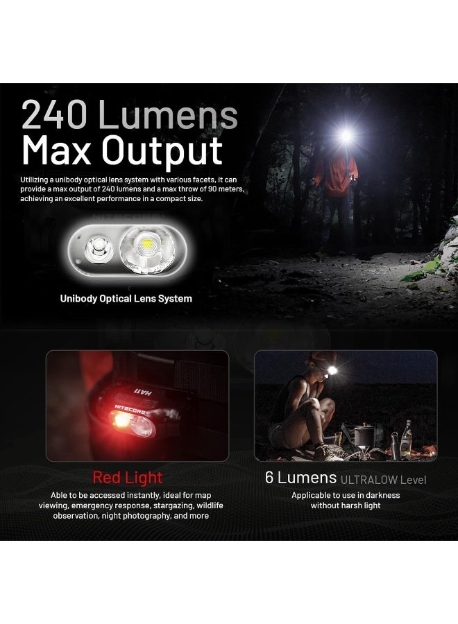 Nitecore HA11 Headlamp, 240 Lumen Ultra Lightweight, use 1xAA Battery with Lumen Tactical Organizer