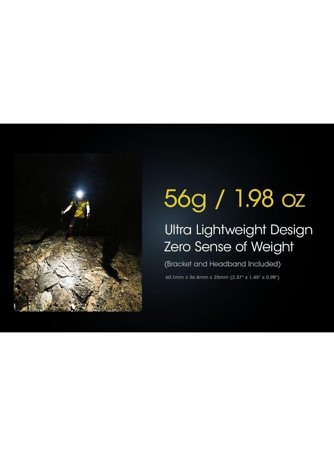 NITECORE NU25 400 Lumen Ultralight USB-C Rechargeable Headlamp with Lumentac Organizer