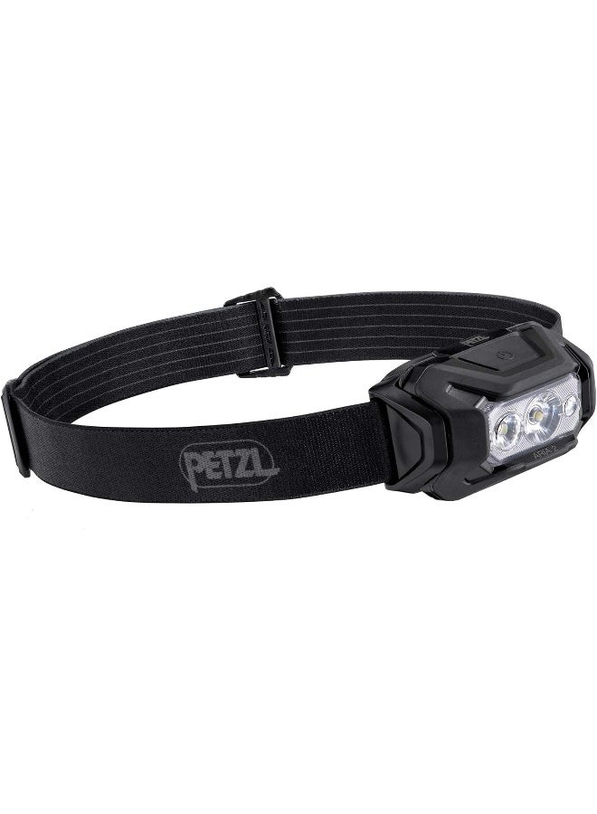 PETZL ARIA 2 RGB, Compact, Durable, Waterproof headlamp with White, red, Green and Blue Modes, 450 lumens, Black/Yellow