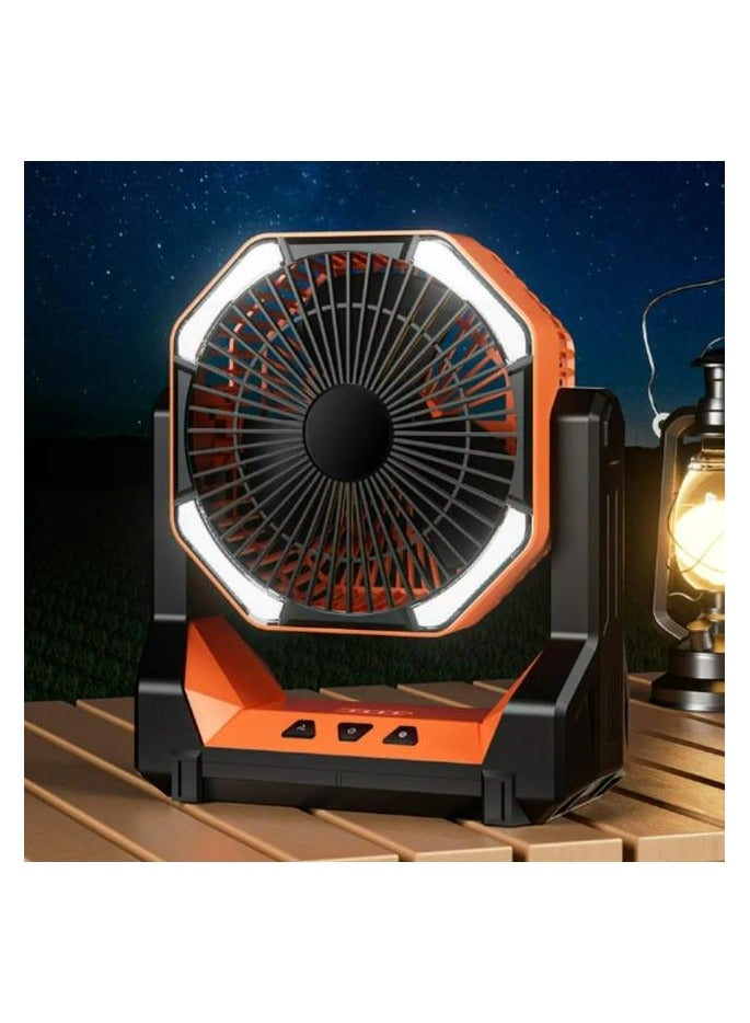 Outdoor Camping Fan Portable Rechargeable With Light