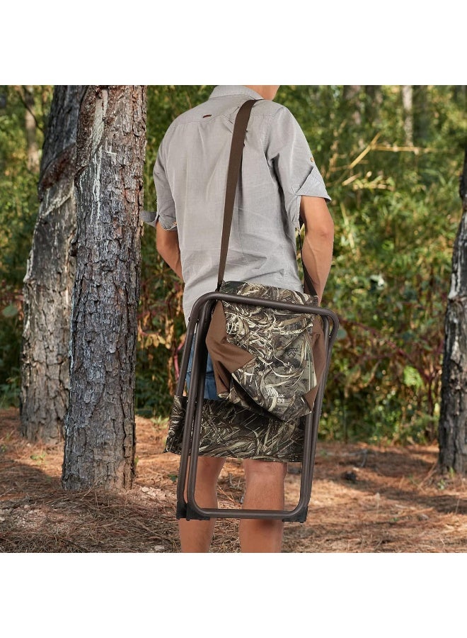 TIMBER RIDGE PORTAL Multifunctional Foldable Outdoor Chair Portable Fishing Stool with Storage Pocket, Camouflage