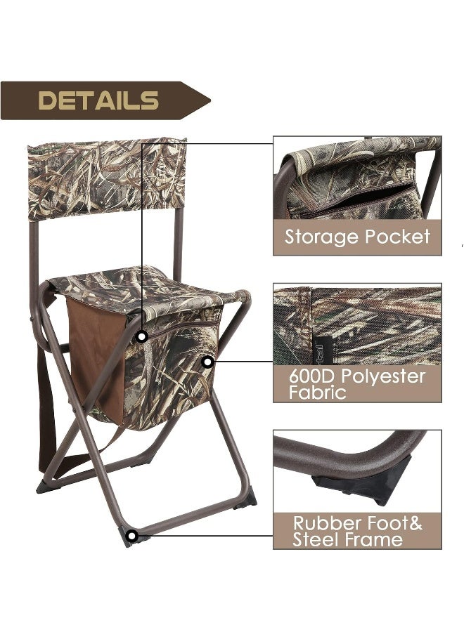 TIMBER RIDGE PORTAL Multifunctional Foldable Outdoor Chair Portable Fishing Stool with Storage Pocket, Camouflage