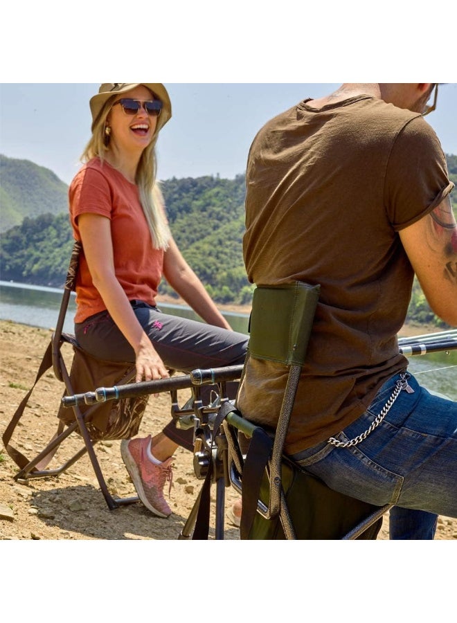 TIMBER RIDGE PORTAL Multifunctional Foldable Outdoor Chair Portable Fishing Stool with Storage Pocket, Camouflage