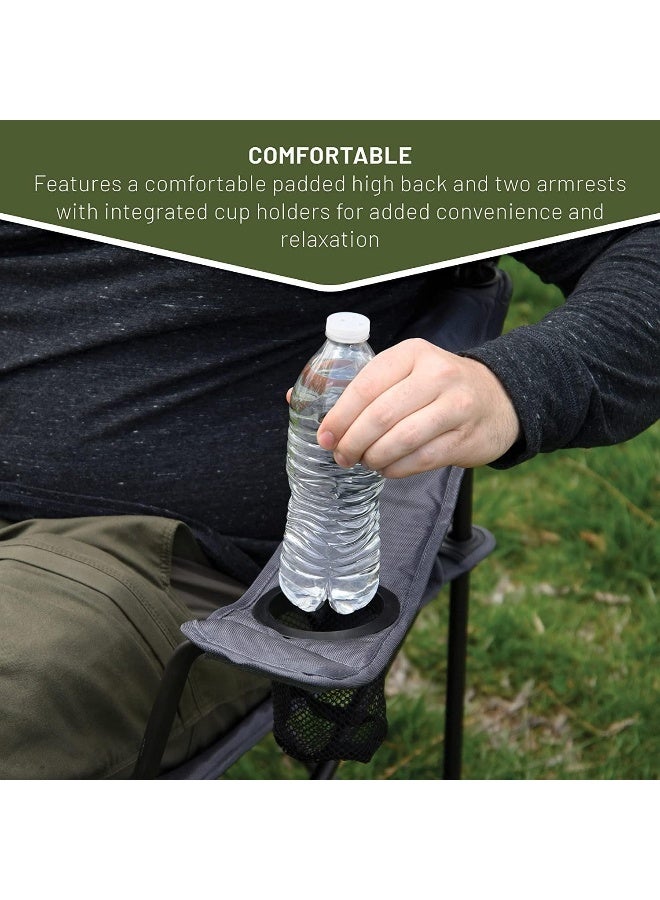 TIMBER RIDGE 2 Person Folding Loveseat Comfortable Double Foldable Camping Chair Folding Lawn chairs for Outside, Grey