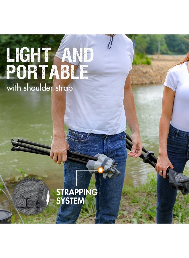 PORTAL Tall Slacker Chair Folding Tripod Stool for Outdoor Camping Walking Hunting Hiking Fishing Travel, Support 225 lbs