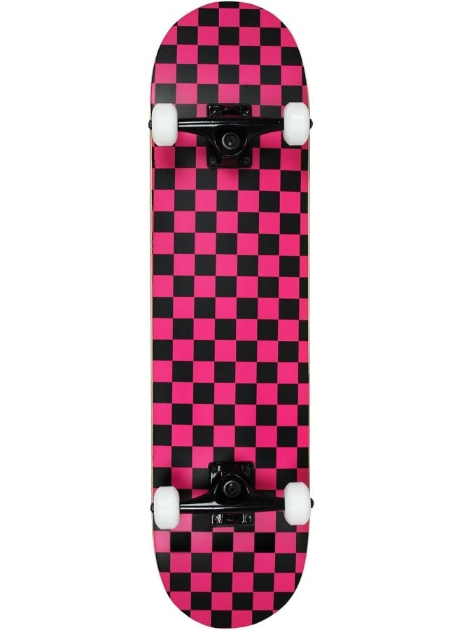 Krown KRRC-56 Rookie Checker Skateboard, Black/Pink, 7.75