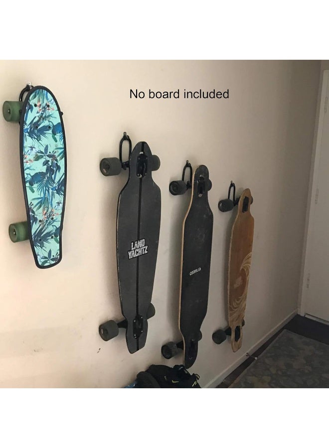 YYST Skateboard Wall Mount Skateboard Wall Hanger Storage Rack Flexible Hanger - Fit Cruiser Boards, Skateboards, Penny Boards, Longboards, etc- W Style - No Board - 2/PK