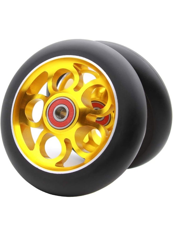 2Pcs 110mm Pro Scooter Wheels with Abec 9 Bearings Fit for MGP/Razor/Lucky Envy/Vokul Pro Scooters Replacement Wheels (Gold)