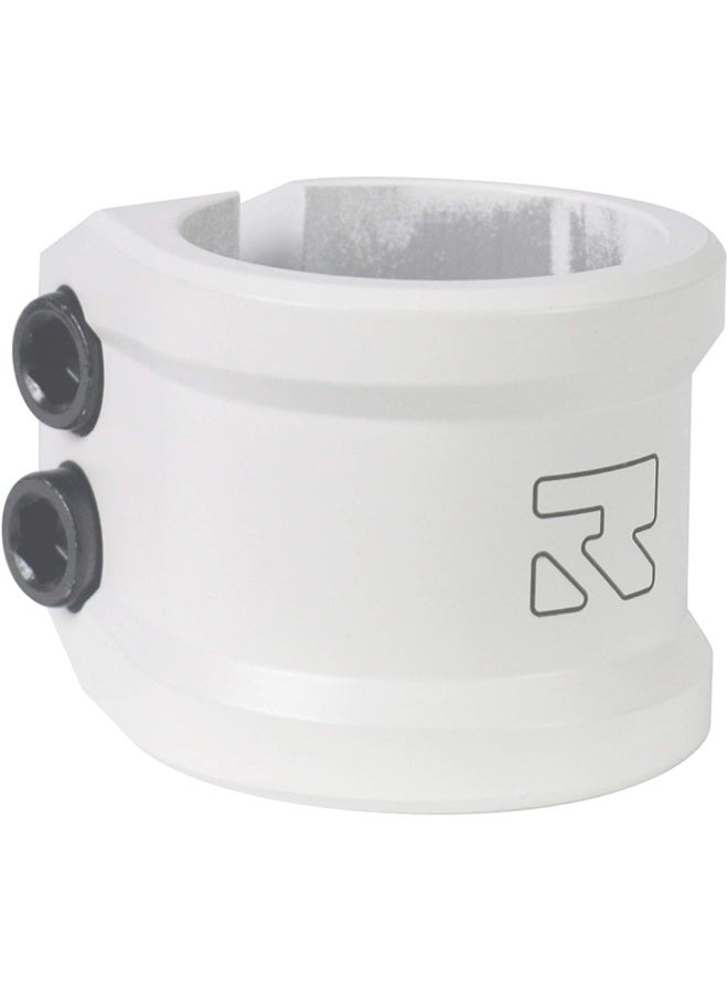 ROOT INDUSTRIES Lithium Double Clamp - Pro Trick Stunt Scooter Clamp - Compatible with Freestyle Bars Standard/Oversized - Variety of Colors - 2 Bolt 6mm Compression for Kick Push Scooter (White)