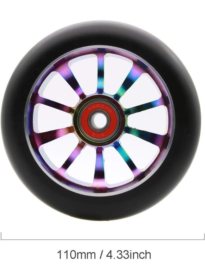 Z-FIRST 2PCS 110mm Hollow Core Pro Scooter Wheels with ABEC 9 Bearings Fit for MGP/Razor/Lucky Pro Scooters (Rainbow)