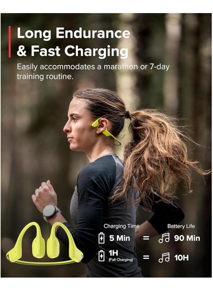 Open Ear Wireless Headphones | LightWeight & Enchanced Bass, Up to 10Hrs battery, IP55 Sweat & Water Resistant, Easy & Comfortable Wear,  Made for Outdoor Adventures, Sports Wear - Lime