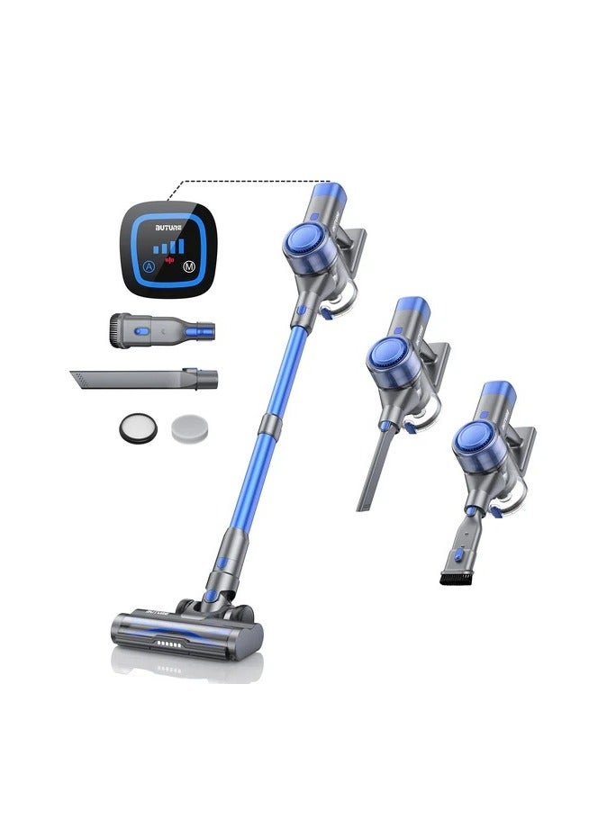 Buture Powerful Cordless Vacuum Cleaner, Up to 38Kpa 450W Motor, with Touch Screen, Automatic Mode to Switch Between Hard Floor/Carpet, Removable Battery (VC50 Blue)