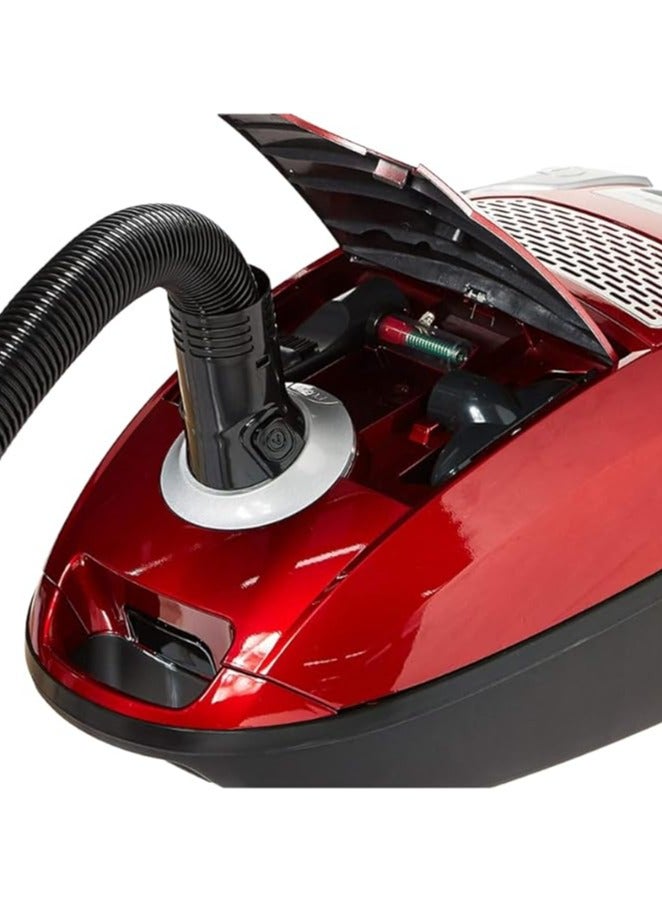 MEBASHI Bagged Vacuum Cleaner - Red, with Automatic Cord Rewind and Stepless Speed Control(ME-VC2002 4.5L)(2200W)