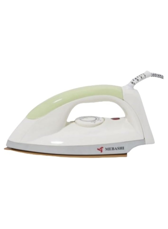 MEBASHI Dry Iron - Stylish Green with Ceramic Golden Soleplate, 6 Temperature Settings, and Ergonomic Handle(ME-IR3003)(1000-1200W)