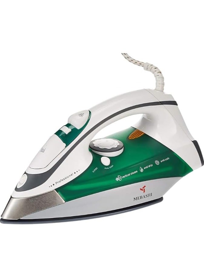 MEBASHI Professional Ceramic Steam Iron - 270ml, Green(2200W) (ME-SIR5004)