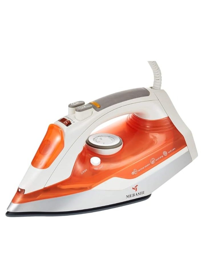 MEBASHI ME-SIR5003 Advanced Ceramic Steam Iron - 280ml, Orange (2000W)