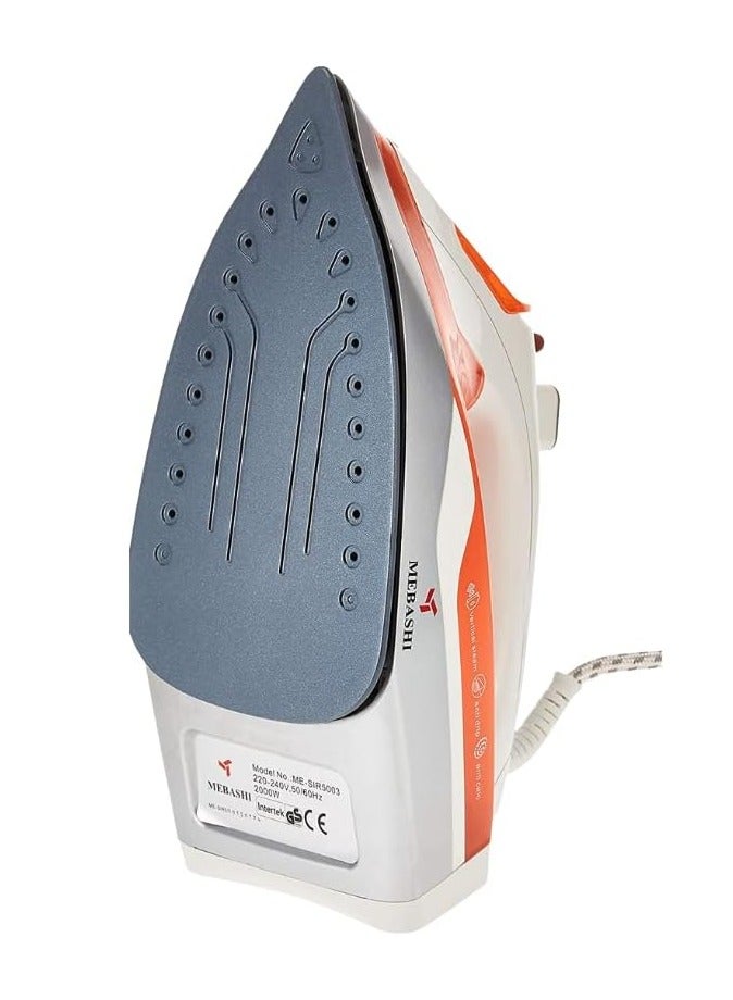 MEBASHI ME-SIR5003 Advanced Ceramic Steam Iron - 280ml, Orange (2000W)