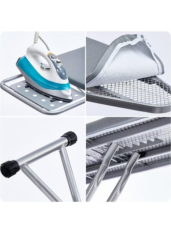 Foldable ironing stand Ironing Board with Heat Resistant Cover Heavy Duty Adjustable Height Sturdy Metal Frame Non Slip Foldable Iron Stand Iron Table Stand for fast ironing