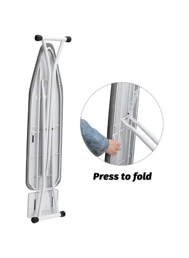 Foldable ironing stand Ironing Board with Heat Resistant Cover Heavy Duty Adjustable Height Sturdy Metal Frame Non Slip Foldable Iron Stand Iron Table Stand for fast ironing